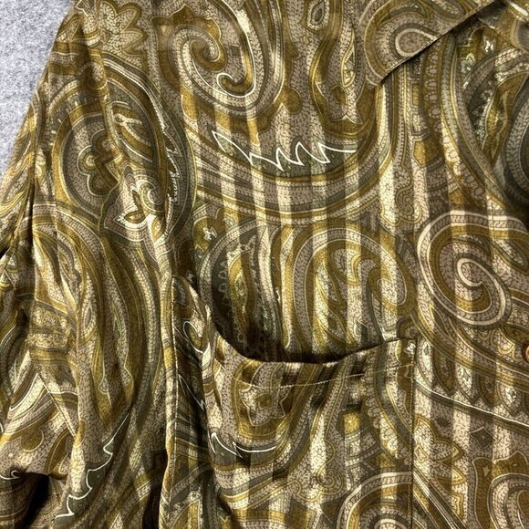 Linda Allard For Ellen Tracy Sheer Silk Metallic Blouse 8 Paisley Button Down - Picture 6 of 13